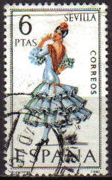 z vendido ESPAÑA 1970 1956 Sello Serie Trajes Regionales Sevilla usado Espana Spain Espagne Spagna Spanje Spanien 